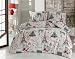 Bedding Set Paris Black and White with Duvet Cover, 100% Cotton Eiffel Tower Lettering Bonjour Je Taime Design, Queen - 4 Pieces, Red