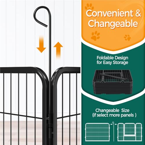 Yaheetech 16-teilig Welpenlaufstall Freigehege mit 2 Türen, Welpenzaun für Hunde je Panel 80 x 60 cm, Schwarz
