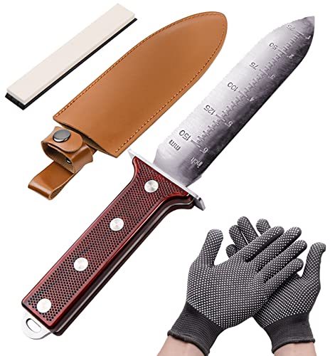 Akakd Japanese Hori Hori Garden Knife - Stainless Steel Gardening Knife Tool,Soil Knife For Gardening With Sheath,Serrated Side Weeding Knife For Gardening Garden Digging Tools,Gifts For Gardeners #TOP22