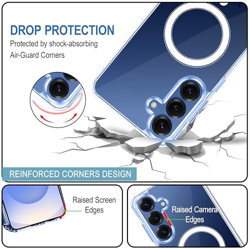 Image of CEDO Cover for Samsung Galaxy S25 (5G) | Compatible with MagSafe Wireless Charging | Designed with Magnetic Lock Shockproof Phone Bumper Transparent Back Case Cover (Transparent)