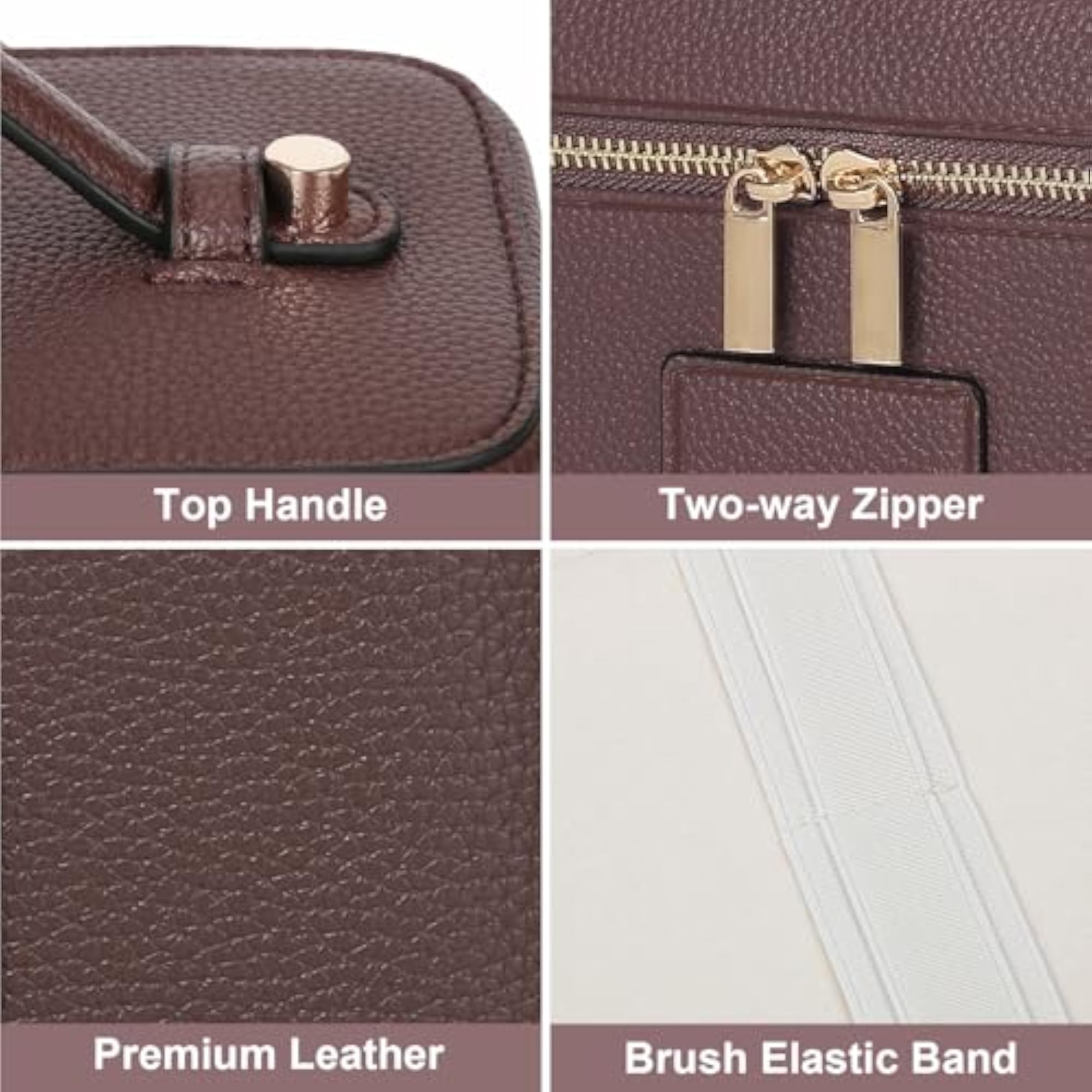 Makeup Bag Vanity Case for Women, Leather Organizer