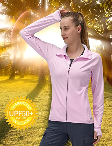 Image of Women's UPF 50+ UV Sun Protection Clothing Long Sleeve Athletic Hiking Shirts Lightweight SPF Zip Up Outdoor Jacket