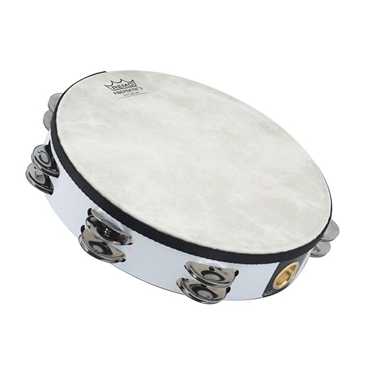 Remo TA-5210-00 Fiberskyn Tambourine - Quadura White, 10"