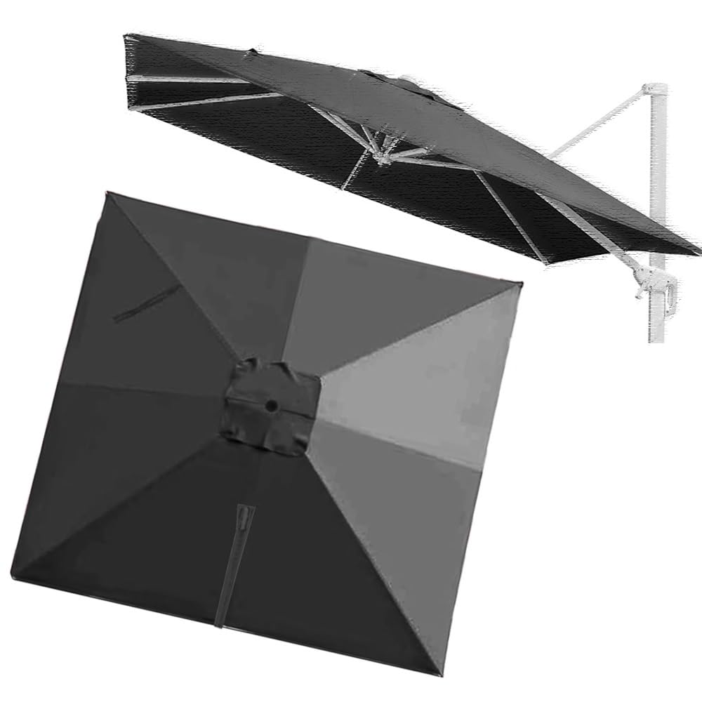 Fjqfhh Gris Garden Parasol, Patio Umbrella Replacement Canopy Polyester Waterproof(,3X300cm (9.8X9.8ft))