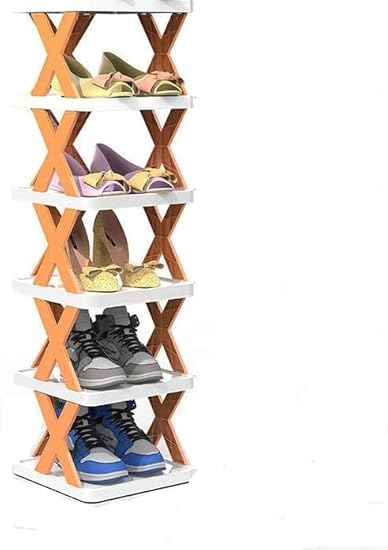 CYMBAL 6 Layer Shoe Rack Design Lightweight Adjustable Plastic Foldable Shoe Cabinet Storage Portable Folding Space Saving Shoe Organizer Home and Office