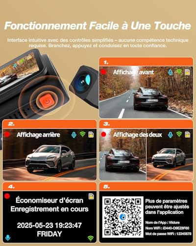 iZEEKER 4K Dashcam Voiture Avant Arrière, Wi-Fi 6 Intégré, Carte SD 32G Offerte, Caméra Dual 4K+1080P, Écran IPS 2,99", Contrôle APP, Vision Nuit, G Capteur, Enregistrement en Boucle, Mode Parking 24H – vue 7