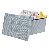 Docvania 17" Ottoman Storage Ottoman - Linen Ottoman with Lid Storage Chest, Thick Foam can be Used