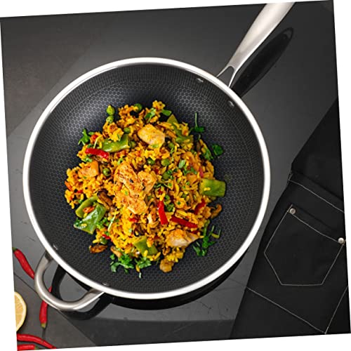 Wok de acero inoxidable con diseño panal y dobles asas miniatura 6