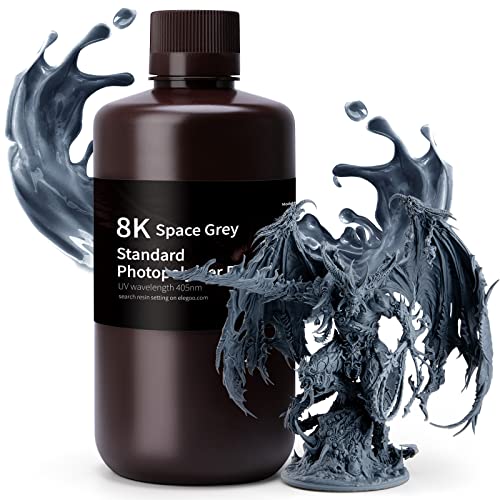 Image of ELEGOO 8K Standard Resin for 3D Printing, Ultra Precision, 405nm Fast UV Curing Photopolymer 3D Resin for 8K 9K 12K 16K Resin 3D Printer, Space Grey 1000g