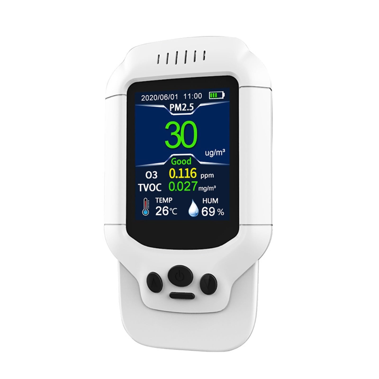 Moniteur de qualité de l'air intérieur, 8 en 1 testeur de gaz d'ozone professionnel détecteur de qualité de l'air PM2.5 PM10 PM1.0 TVOC O3 capteur d'ozone hygrothermographe moniteur pour la maison, le