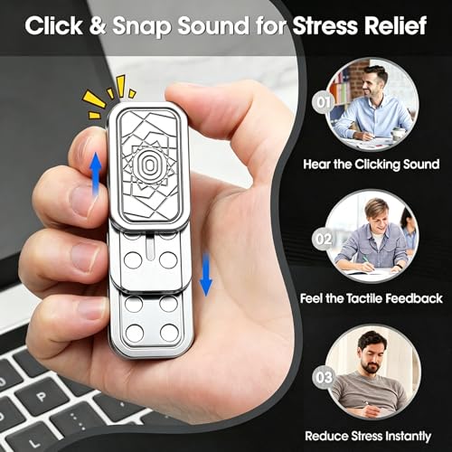 Image of Magnetic Silver Fidget Slider 3 Layer, Fidget Toys Adults for Stress Relief ADHD Anxiety with Click Sound, Portable Desk Fidget Gadget, Gifts for Boyfriend Husband Father