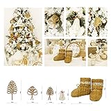 BemiaoCrafts Christmas Tree Ornament Set - Pack of 2 Wicker Santa Boots, 2 Hanging Rattan Christmas