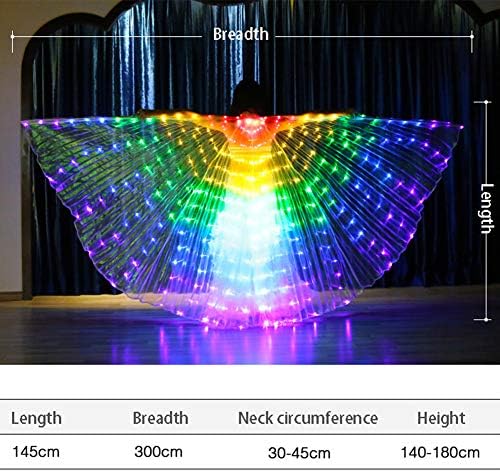 VKTY LED Lights Belly Dance Isis Wings With Telescopic Stick Colorful Butterfly Wings Belly Dance Wings Dance Wings Carnival Halloween Glowing Costumes