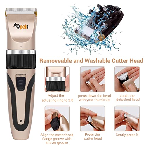Image of Qpets Dog Grooming Clippers Kit Professional for Thick Hair with 4 Comb /Rechargeable Quiet Low Noise Low Vibration Cordless Electric Pet Dog Trimmer Silent, White