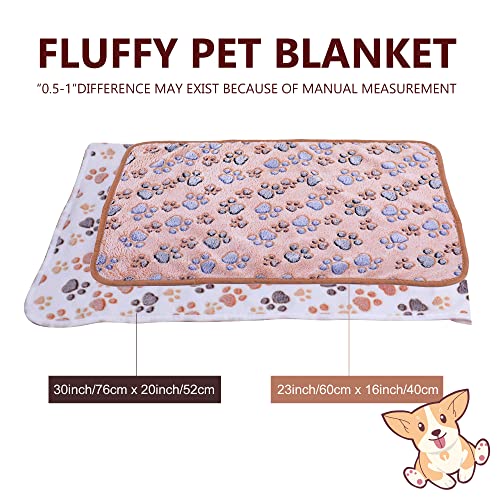 Doovid Pet Blanket Fluffy Fleece Pet Mat Doggy Flannel Blanket Cat Cute Paw Print Pet Blankets Coffee Paw Small(23 * 16") #TOP5