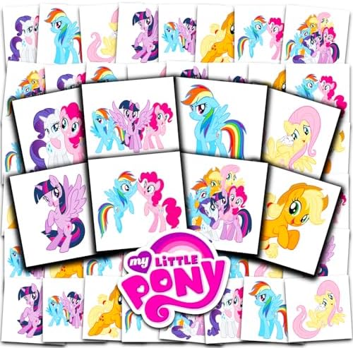 My Little Pony Tattoos Party Favors Bundle - 72 Pc Individual Tattoos