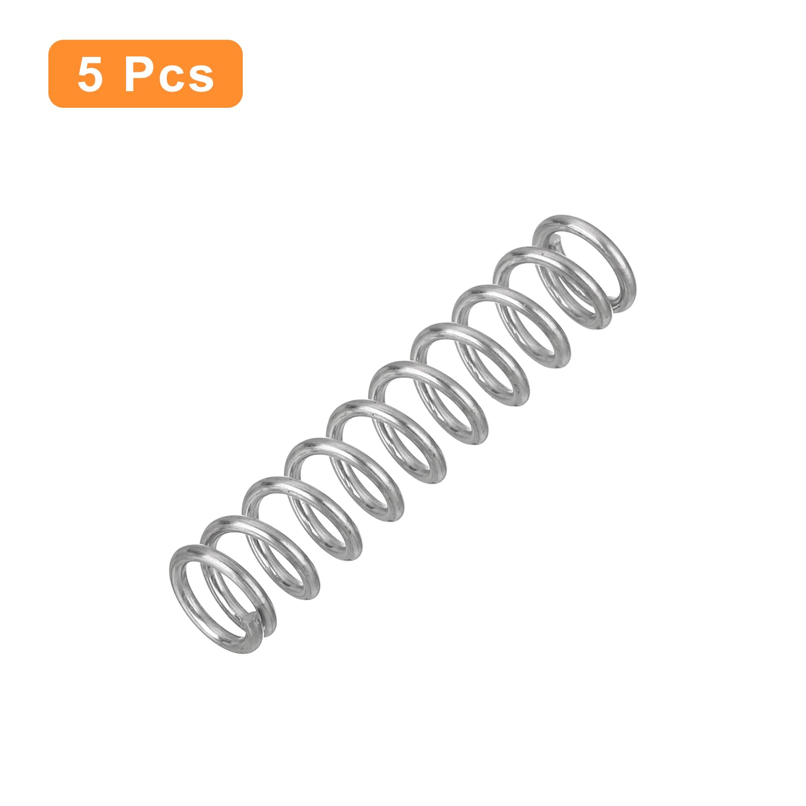 QUARKZMAN 5 sztuk sprężyn ściskanych, 1 x 7 x 30 mm sprężyny ściskane sprężyny naciągowe sprężyny spiralne sprężyna stalowa stal nierdzewna 304, srebrny