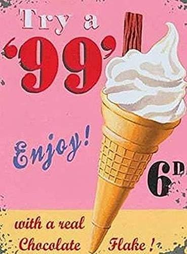 Ufcell Retro Tin Sign 8x12 99 Vanilla Ice Cream Cone & Flake Old Wall Decor Home Decor Bar Pub Sign