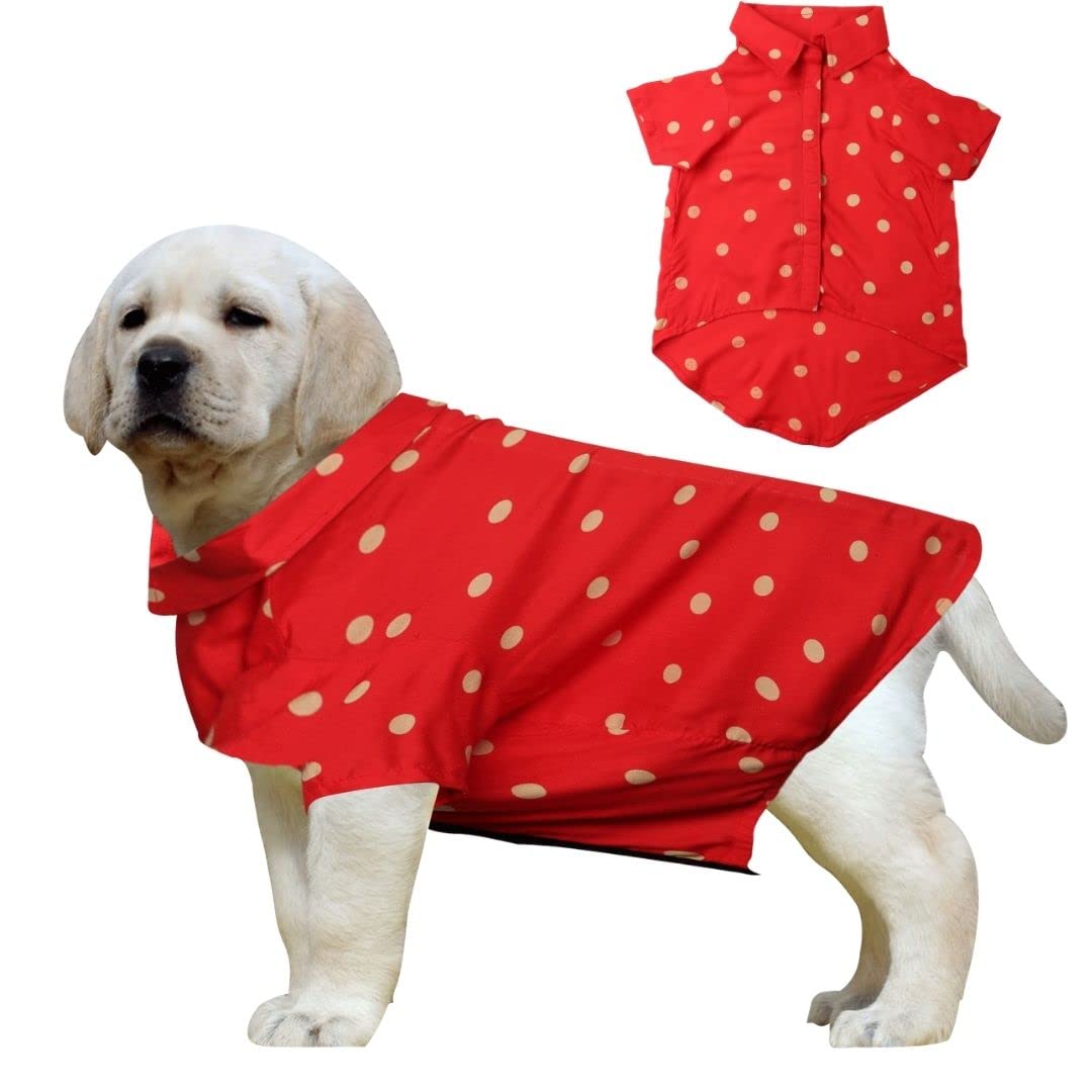 Western Era Super Soft Trendy Printed Shirt, Ultra Comfort Dog Apparel, Cotton Printed Breathable Basic Vest Dog Shirt, Cute Lightweight Thin Shirt for Your Furies (Polka Red) (Medium - 18inch)