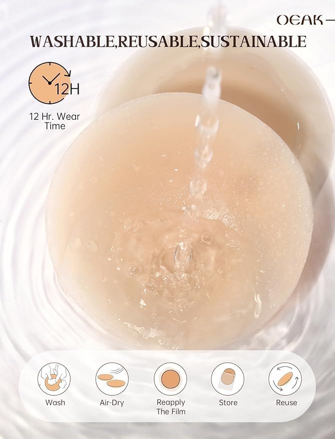 6 Pairs - Nipple Covers for Women - Ultra Thin Reusable Silicone Pasties, Invisible Adhesive Breast Petals (Crème, A-C) - Image 4