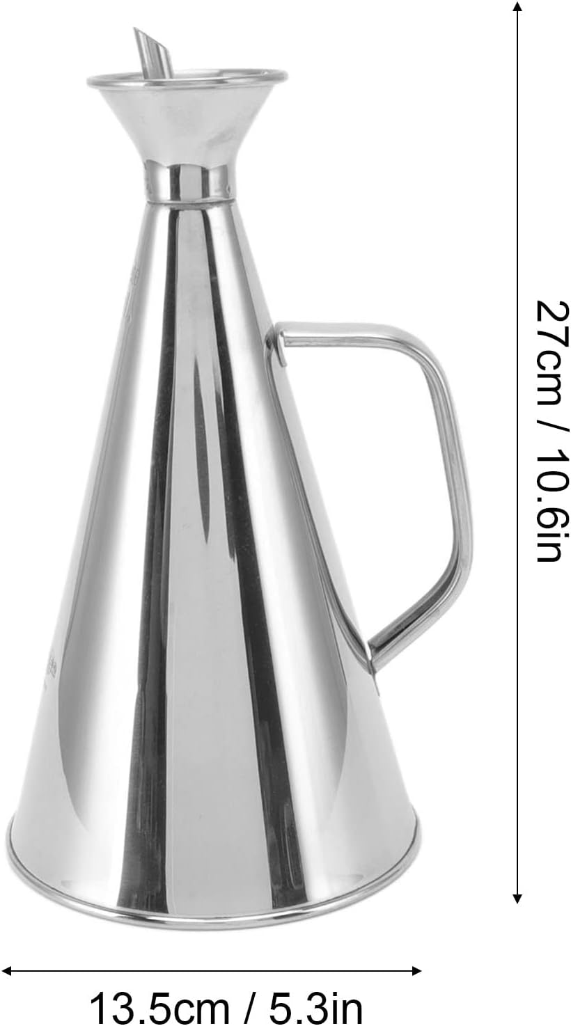 Olive Oil Dispenser Bottle, 304 Stainless Steel Large Capacity Storage Container with Spout, Leakage Proof Oil Pot with Handle for Home Kitchen Cooking Salad Soy Sauce (1000ML)