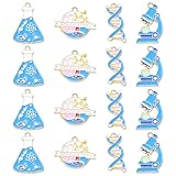 DanLingJewelry 20Pcs 4 Styles Chemistry Enamel Charms Microscope Science Laboratory Dangle Charms for DIY Jewelry Making