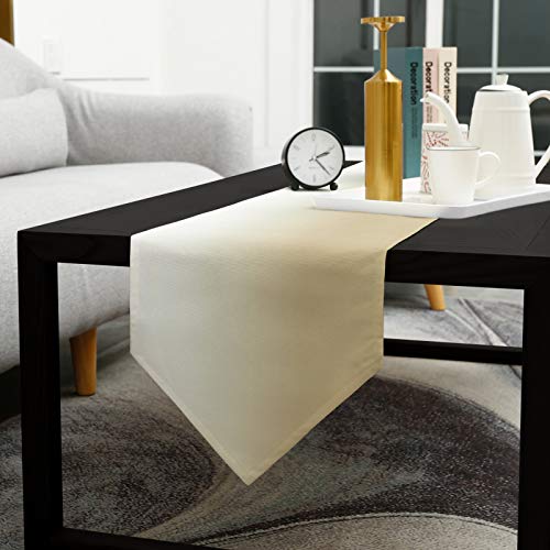 Sunshine Day Yellow Ombre Linen Burlap Table Runnners - 13 X 120 Inches Long, Farmhouse White Khaki Gradient Dresser Scarves Rustic Table Decor For Celebration/Wedding Bed Runners For Hotel (Beige) #TOP4