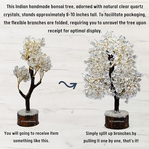 Image of Certified Clear Quartz Crystal Tree for Good Luck - Healing Crystals Money Tree for Wealth, Positive Energy at Home Office - Decorative Spiritual Gifts for Vastu, House Warming