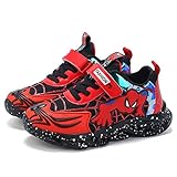 Kinder-Turnschuhe mit LED-Licht, blinkende Schuhe, für Jungen und Mädchen, Spinnenschuhe, leger, leicht, atmungsaktiv(Size:34,Color:A-Rot)