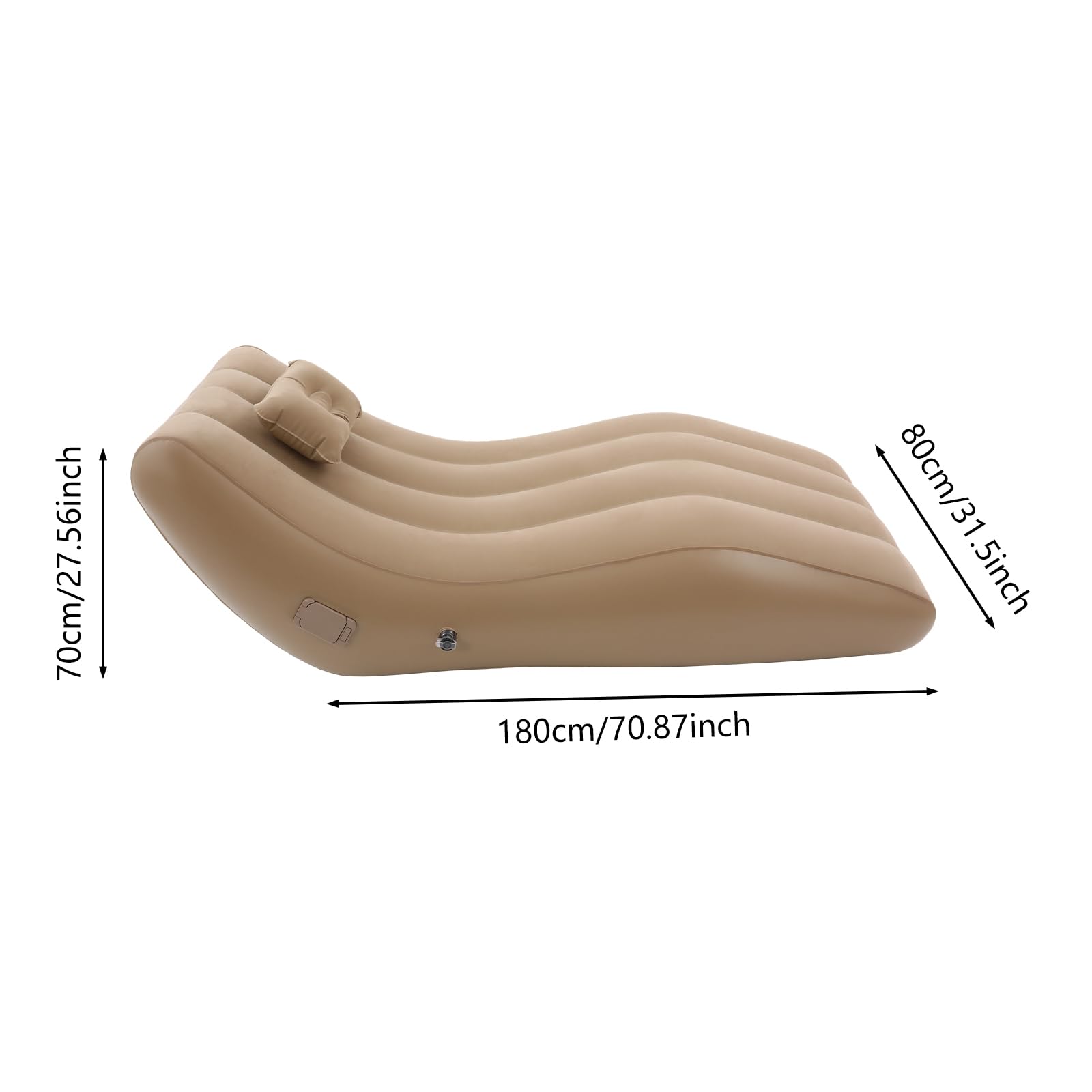 Nadmuchiwana sofa, przenośna, nadmuchiwana sofa kempingowa z pompką, flokowana powierzchnia, sofa dmuchana do użytku wewnątrz i na zewnątrz, do 100 kg, 180 x 80 x 70 cm