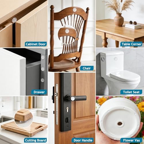 Clear Cabinet Door Bumpers - 148pcs 3 Shapes - Invisible Silicone Rubber Cabinet Bumper Dots - Self-Adhesive Soft Close Pads No Slam Noise Reduction for Cabinets, Drawers, Furniture & Picture Frames - 4