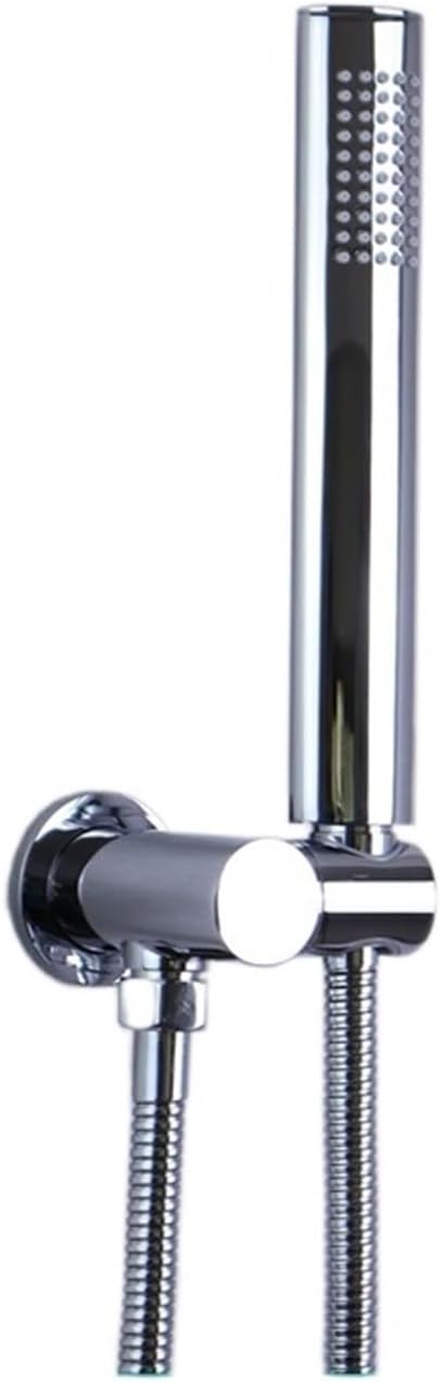 Shine Chrome Shower Set Brass Handle Shower ABS Plastic/Solid Brass with Outlet Bracket Angel Adjustable Stainless Steel Hose(B)