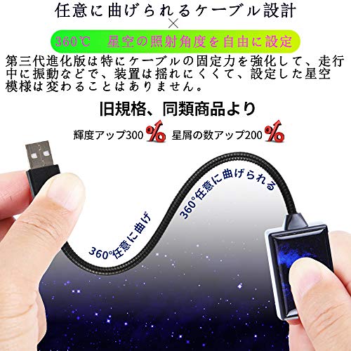 ノーブランド 第三代 車内USB星空ライト