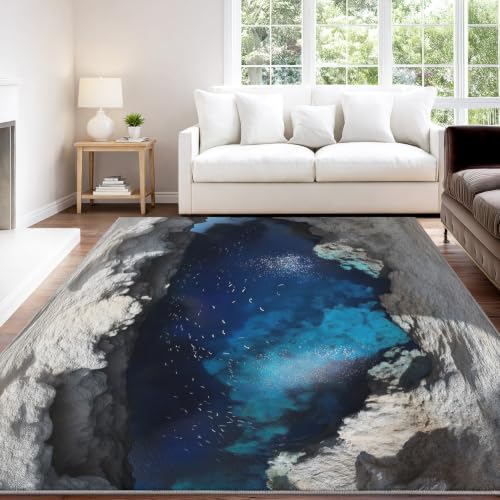 Tapis mystérieux grotte bleu 140x200 cm pour salon et salle à manger design - 3