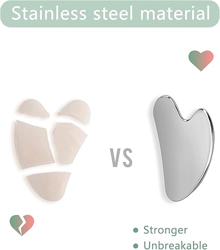 Miniatura 6 de Gua Sha, herramientas faciales Gua Sha de acero inoxidable, herramienta Guasha para cara mejorada, acero inoxidable Guasha (plateado)