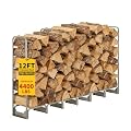 Garvee 12FT Steel Firewood Rack with 600D Waterproof Oxford Cover - Heavy Duty Indoor/Outdoor Log Storage Organizer for Fireplace, Patio & Backyard