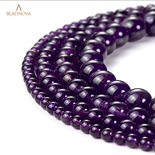 Image of BEADNOVA 4mm Natural Amethyst Purple Quartz Gemstone Round Loose Beads for Jewelry Making (90-92pcs)