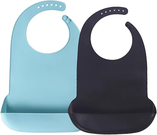 Baberos de silicona para adultos, baberos ajustables y lavables para hombres y mujeres mayores, impermeables para ancianos con atrapador de migas