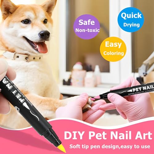 YurMemo Dog Nail Polish Pens, 12 Colors Pet Nail Polish Kit, DIY Pet Nail Art, Quick Dry & Safe for Dog,Cat, Pig, Other Small Animals - Thumbnail 4