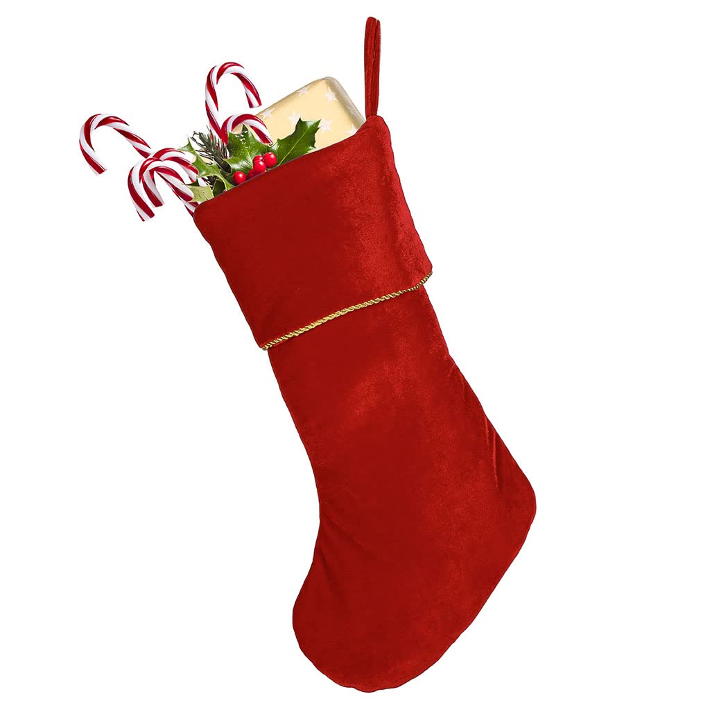 Dibor Large Red Crushed Velvet Stocking - H48cm (CP95)