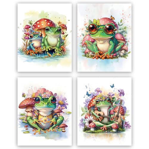 QPOKLAF Funny Frog Wall Art Canvas Prints Living Room Wall