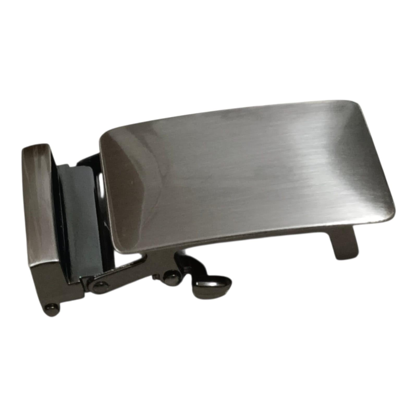 Men's Auto-Lock Reversible Belt Buckle Only, 35 mm width, Metal, Brushed Finish Classic Style Formal Casual Business Jeans Party Everyday wear Grey Silver