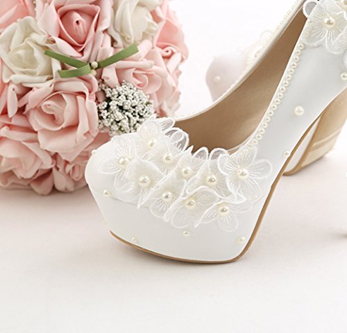 ウェディングシューズ 白 レース柄 花柄 10cm 12cm 14cm ハ