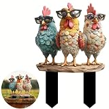 Zqkimzi Garden Stakes Outside, Chicken Garden Stakes, Acrylic Ground Plug, Pot Decoration Stakes, Outdoor Plant Stakes, Yard Decoration Stakes for Garden, Farm, Yard, Lawn and Pathway