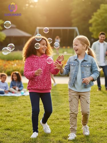 WELAKEN Girls' Sequin Hooded Sweatshirt with Pockets Sparkle Long Sleeves Pullover Hoodie for Kids & Toddler3