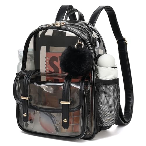 Clear Backpack for Stadium Events, Small Transparent Backpack Mini See Through Bookbag for Women Girls for Concert