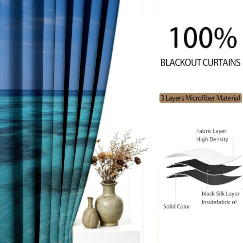 Rideaux isolants contre le bruit motif ocean bleu pour retrouver le calme
