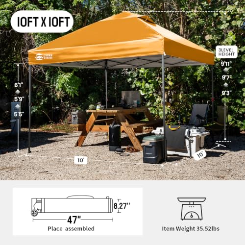 Image of CROWN SHADES 10x10 Pop Up Canopy Tent, Outdoor Canopy, Orange