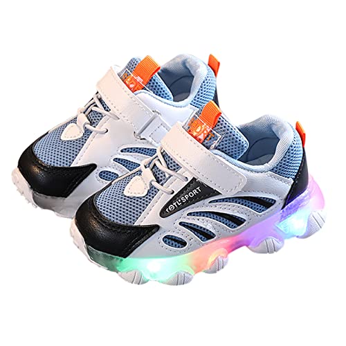 POLG Tênis de corrida infantil para meninos e meninas com luz de LED respirável para crianças pequen