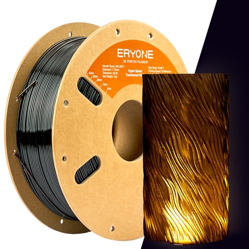 ERYONE High Speed Translucent PETG Filament 1.75mm +/- 0.03mm, 30-500mm/s 3D Printing Filament, 1kg(2.2LBS)/Spool, Amber